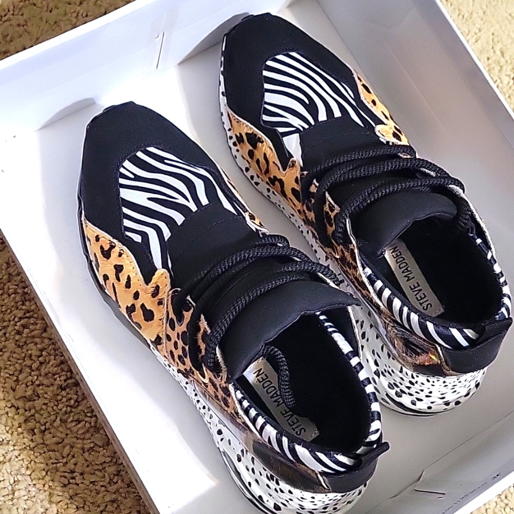 Steve Madden  Zebra and Leopard print sneakers
